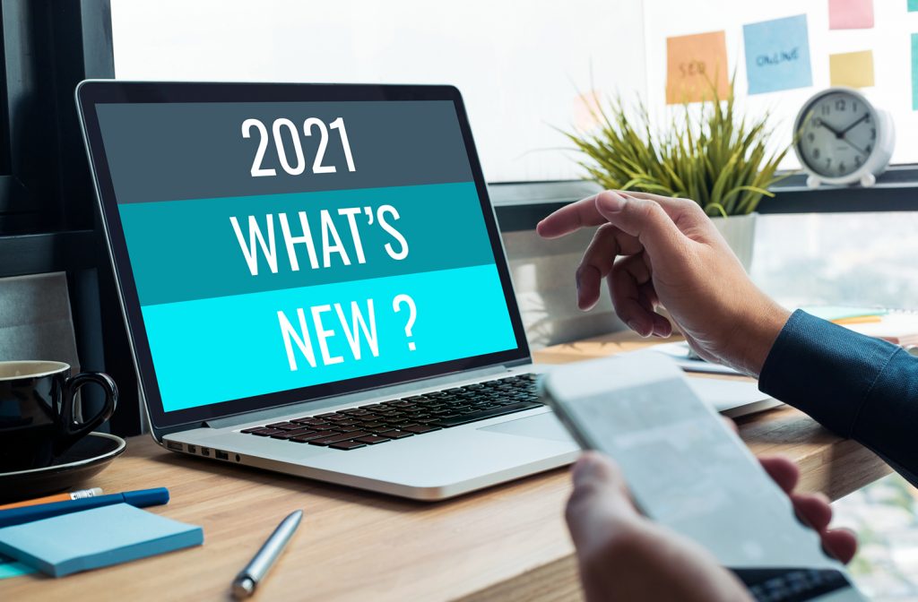 This is an image of a computer screen that says 2021 what's new?
