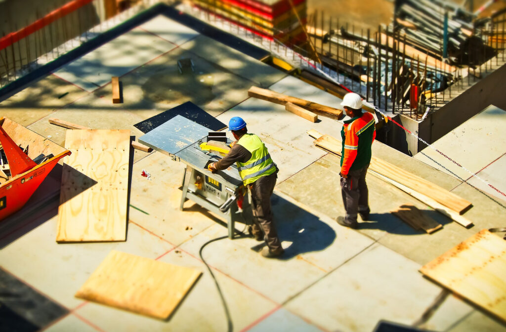 construction workers working at a construction site